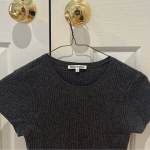 Reformation Charcoal Ribbed Knit Tee